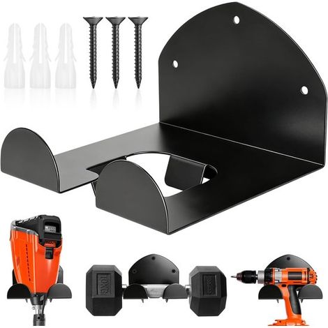 Soporte de pared para desbrozadora - Colgador para cortacésped - Almacenamiento de herramientas - Soldaduras robustas - 15x10x10cm - Negro (1/5)