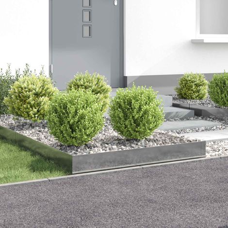 vidaXL Bordura per Prato 4 pcs 100 x 100 x 20 cm Acciaio Argento (1/5)