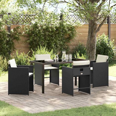 vidaXL Garten Essgruppe 5 pcs Schwarz Poly-Rattan (1/5)