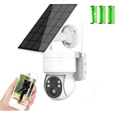 Caméra de sécurité à Domicile Caméra Solaire HD sans Fil caméra IP PTZ avec Panneau Solaire et Batterie Rechargeable caméra de sécurité de Surveillance vidéo CCTV 4MP(WiFi Camera Only) (1/5)