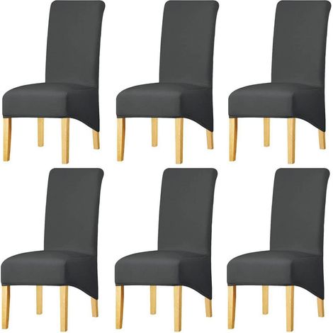 Stuhlhussen XL Dunkelgrau 6 Stück für Esszimmer & Wohnzimmer (1/5)