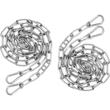 Chaîne en Acier inoxydable 2pcs 3mm X 2m Chaine Acier + 4 pcs Mousqueton Chaîne de Maillon d'extension pour Accrocher Chaîne d'ancre Hamac Multifonctionnel -Total 4 mètres (1/4)