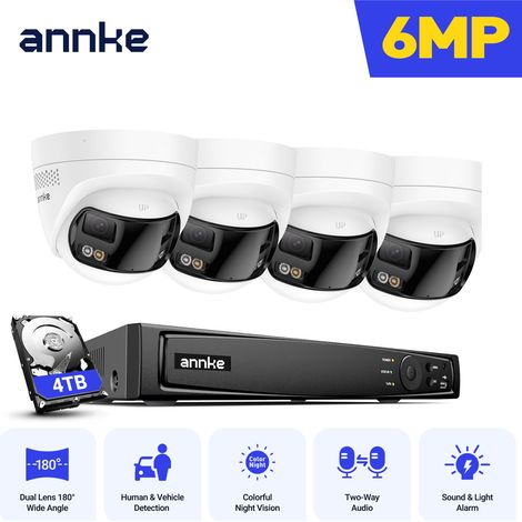 ANNKE 6MP PoE-Sicherheitskamerasystem für den Außenbereich mit aktiver Sirene, Personen- und Fahrzeugerkennung