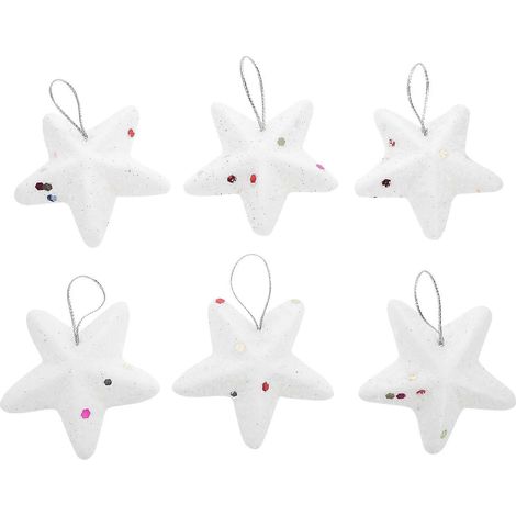 24 pendentifs étoiles à cinq branches pour sapin de Noël - Décoration créative-6x6cm-White (1/3)