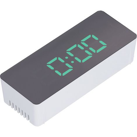 Horloge miroir LED rectangulaire avec affichage température, réveil mural blanc pour chambre salon bureau voyage (sans pile) TS-S69-G (1/5)