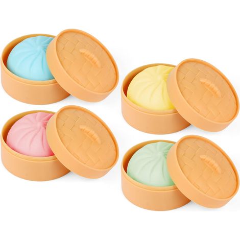 Set mit 4 quetschbaren Stressbällen in zufälligen Farben, zur Linderung von Stress und Angstzuständen (1/4)