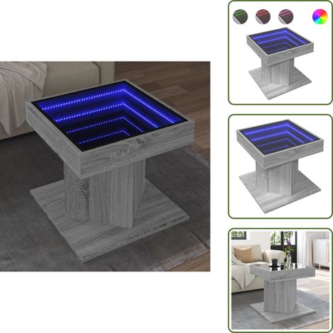 LED-Couchtisch Grau Sonoma 50x50x45 cm Holzwerkstoff - Couchtisch - Couchtische - Beistelltisch - Sofatisch (1/5)