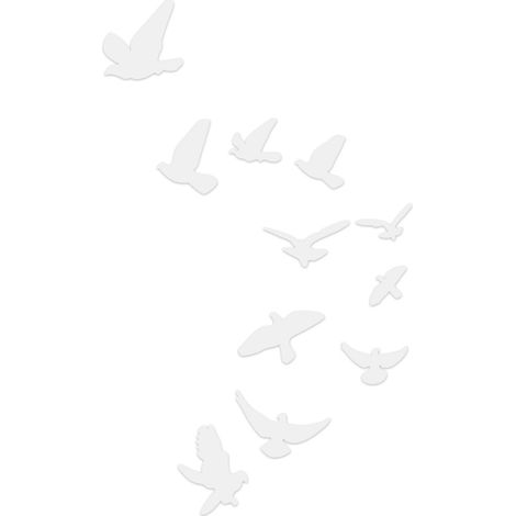 Sticker mural miroir en forme d'oiseau, à faire soi-même, pour la décoration du salon et de la chambre (argenté) (1/5)