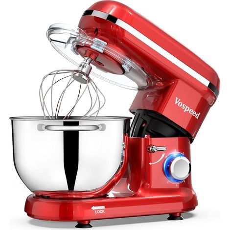 Robot Patissier 1500W, 6.2QT Electric Kitchen Mixer with Stainless Steel Bowl, Mixer, Kneader Hook, Whisk for Cooking, (Red) (1/5)