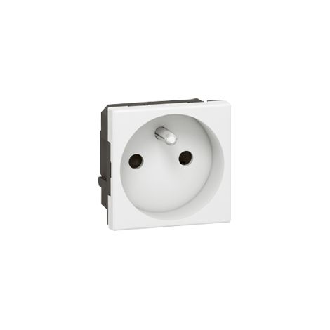 Prise 2P+T Mosaic avec bornes automatiques 2 modules - blanc antimicrobien - Legrand (078701)