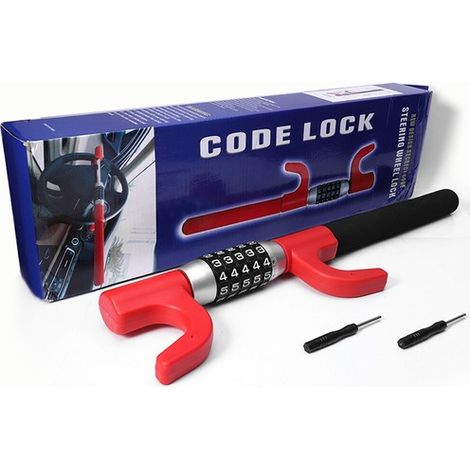 100 000 Codes Sans Clé Anti‑effraction Antivol de Volant Serrure à Combinaison 5 Chiffres Plage 46‑68,5 cm Griffe de Stationnement pour Voiture Camion (1/5)