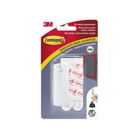 Command gancho para cuadros - 2 tiras adhesivas - soporta hasta 1.8kg - especial cuadros con soporte dentado - color blanco