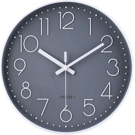 Horloge Horloge murale ronde silencieuse à piles 30 cm Gris - Gris (1/5)