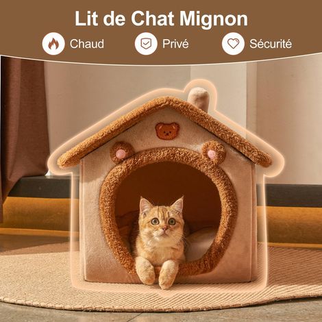 Niche pour Chat et Chien Intérieur - Maison Douce et Confortable pour Animaux - Lit Pliable et Chaleureux (1/5)
