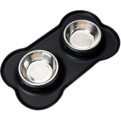 Gamelles pour chien en acier inoxydable avec tapis antidérapant en silicone anti-déversement + pelle à croquettes. Convient aux chiens de petite, moyenne et grande taille. (1/5)