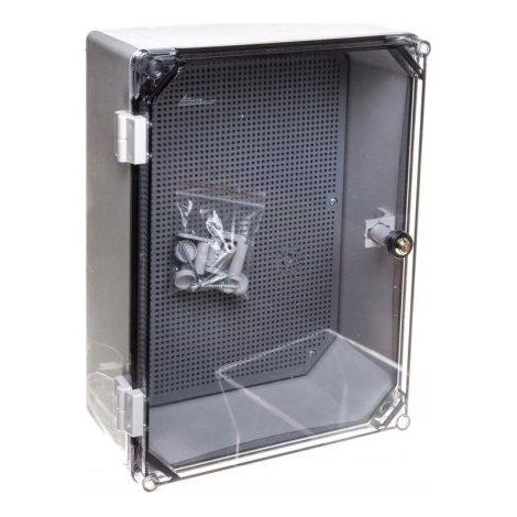 Alloggiamento Unibox con piastra di montaggio e coperchio trasparente IP65 UNI-1/T (1/3)