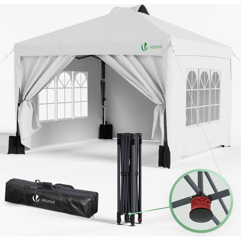 Vounot – Tonnelle de jardin 3x3m pop up pliable – Imperméable 1200pa – Protection UV 99% – Structure en acier – 4 parois amovibles
