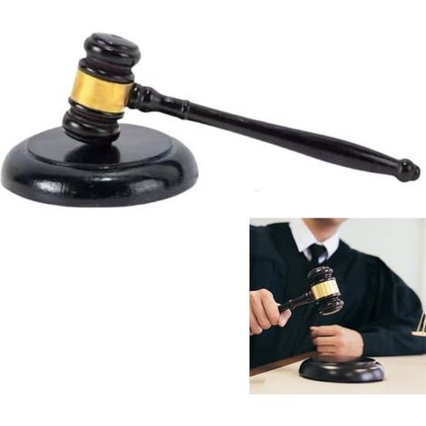 Marteau en deux parties - Marteau de juge en bois - Marteau de commissaire-priseur - Marteau de justice - Marteau + socle - Marteau de cour - Marteau en bois fait main et - 2 pièces (1/5)