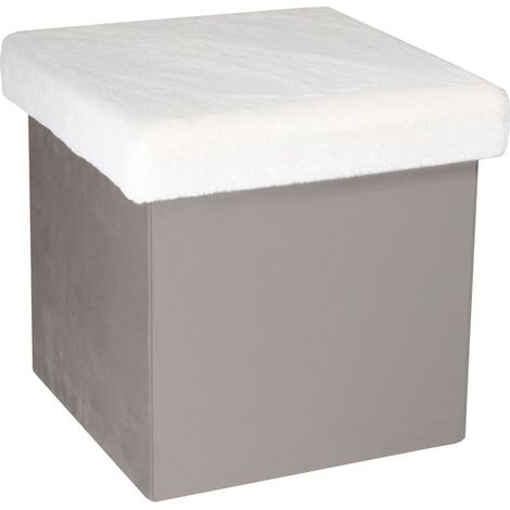 Coffre - HOME DECO KIDS - LEO - Pliable - Imitation Fourrure - Gris (1/5)