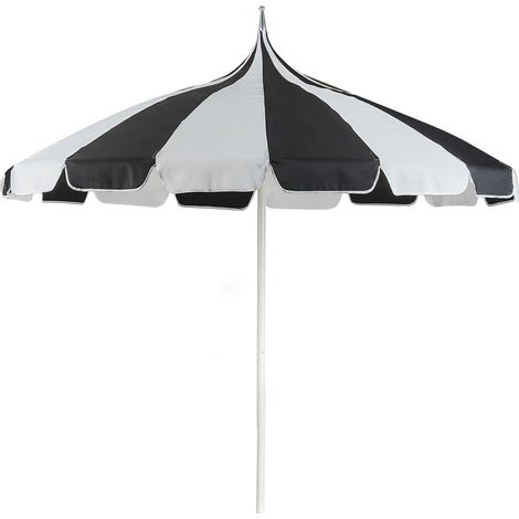 Parasol de Jardin 245 cm en Aluminium Tissu Polyester Blanc et Noir Minoa (1/5)