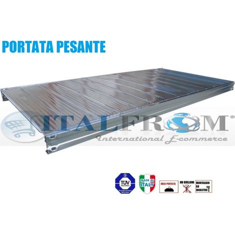 Ripiano completo lunghezza 120 x Profondit 70 cm per scaffalature metalliche industriali - PORTATA RIPIANO 320Kg (1/2)