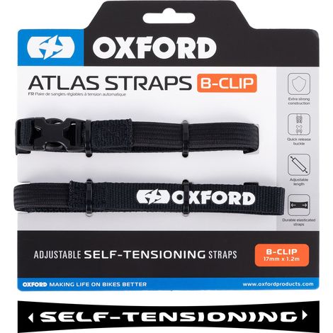Cinghia di fissaggio Oxford Atlas B-Clip per carico, 17 mm x 1,2 m, in poliestere nero.