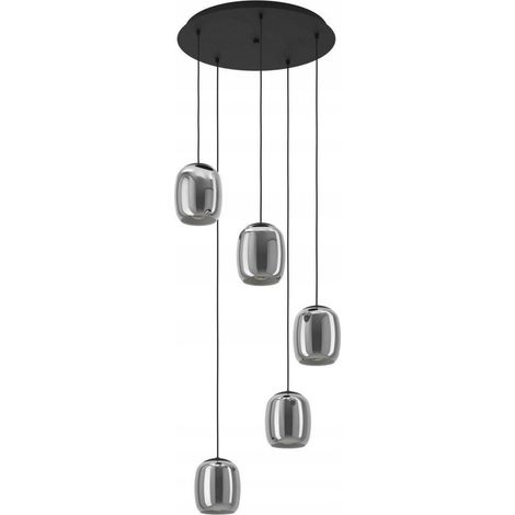 Lampe pendante de table à manger Ciampino 5L - verre dépoli fumé - 901194 (1/3)
