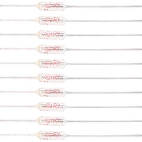10 Stück Thermosicherungen 250 V 10 A 72 °C, Thermosicherung mit Metallgehäuse, TF-Temperatursicherung 72–250 °C (152 °C/305,6 °F) (1/4)