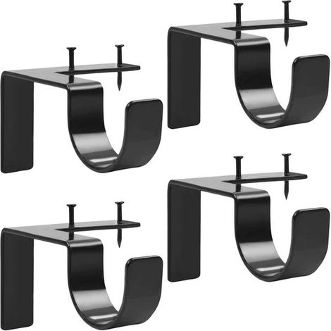 4 supporti per asta per tende, monoblocco, universali, senza foratura, per bagni, camere da letto, soggiorni, cucine - Argento (1/5)
