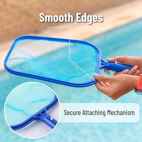 Épuisette professionnelle pour piscine – Cadre solide à maille fine – Nettoyage des feuilles – Couleur bleue (1/4)