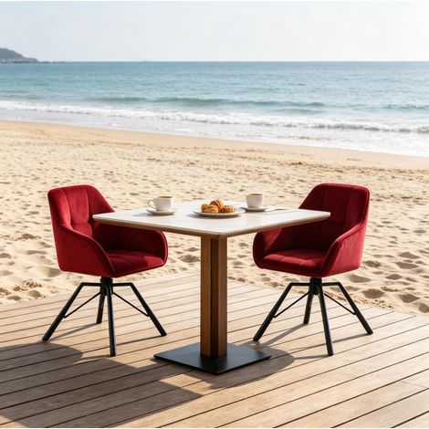 Silla de comedor giratoria, lote de 2, en terciopelo burdeos, con reposabrazos, 150 kg HAVRYA (1/5)