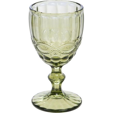 Boîte de 6 verres à pied en verre vert – Dimensions 8x8x15 cm – Élégance pour vins et cocktails – Parfait pour réceptions – Amadeus (1/2)