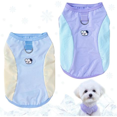 2 Pièce Gilet Rafraichissant Chien, Manteau Rafraichissant pour Chien, Vetement pour Chiens, Gilet à Glace Léger et Respirant avec anneau en D pour Chien de Taille Petits et Moyens (1/5)
