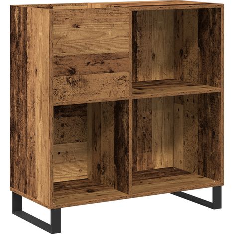 Meuble à vinyles avec étagère chêne artisanal 85 x 38 x 89 cm (1/5)
