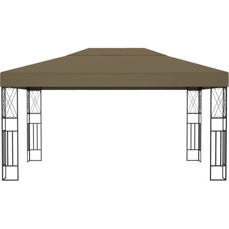 Tonnelle Barnum de Jardin, Pavillon, Pergola, Tente de jardin, 3x4 m Taupe Tissu OIB3042E (1/4)