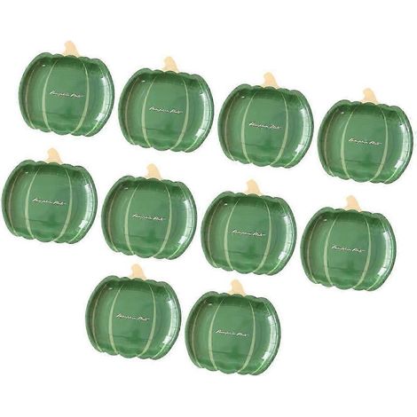 Lot de 10 assiettes en carton citrouille d'Halloween, plateaux de service décoratifs pour table, café, restaurant, fête d'Halloween-9inch Green (1/5)