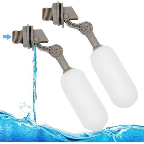 Lot de 2 d'eau 1/2 "Arrêt automatique Robinet à tournant sphérique à flotteur pour réservoir d'eau à remplissage automatique avec adaptateur de tuyau d'eau pour aquarium d'abreuvoir (1/5)