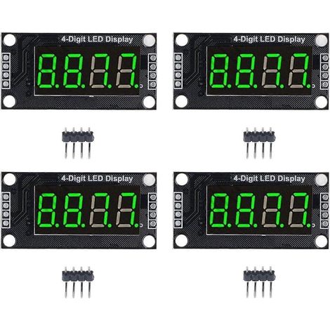 4 Sets Digitalröhren-Anzeigemodul LED 4-stellig 7-Segment 0,36 Zoll TM1637 Treiberchip Grün MRA110E