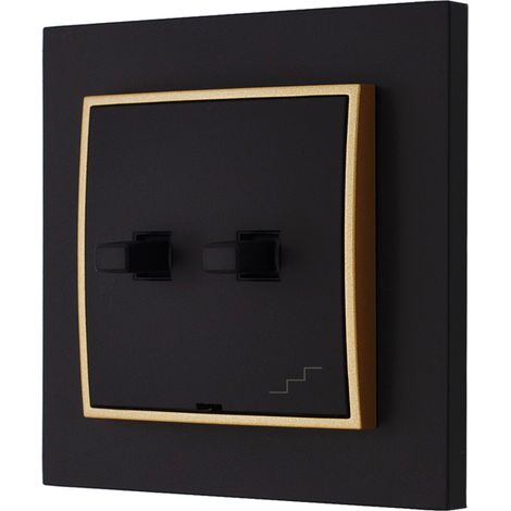 Interruttore doppio per scale, stile USA, Karlik mini, nero opaco/oro (1/3)