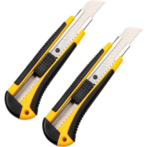 Cutter Utilitaire en Acier Inoxydable 2 Pièces, Couteau à Insérer pour Papier Peint, Lame 18 mm Longueur 98 mm