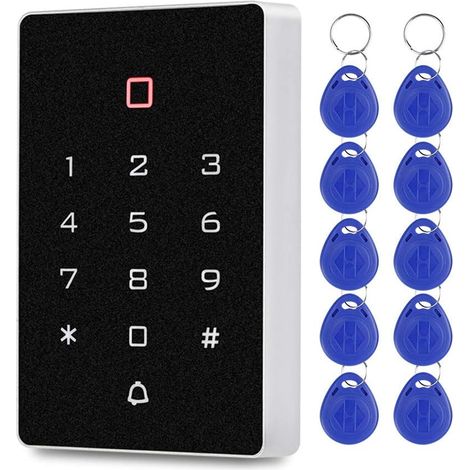 Clavier Autonome EM/ID 125KHz avec Lecteur RFID d'Interface Wiegand pour Système de Sécurité d'Appartement de Contrôle d'Accès avec Porte-clés Bleus (1/5)