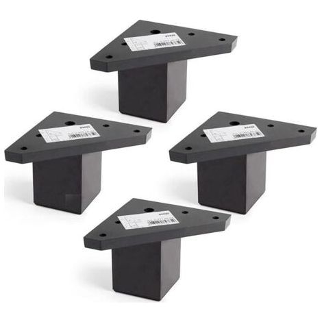 4-teiliges Möbelbein-Set mit Montageplatte – für Tische, Betten und Stühle – Aluminiumlegierung – Höhe: 6 cm – Farbe: Schwarz – Schrauben nicht im Lieferumfang enthalten (1/4)