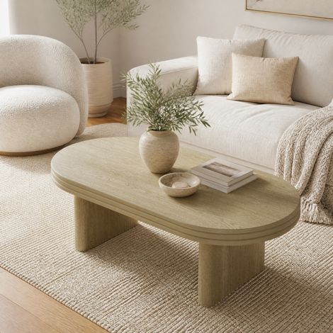 Tavolino basso ovale 120 x 60 x 41,5 cm naturale DESVIAE (1/5)