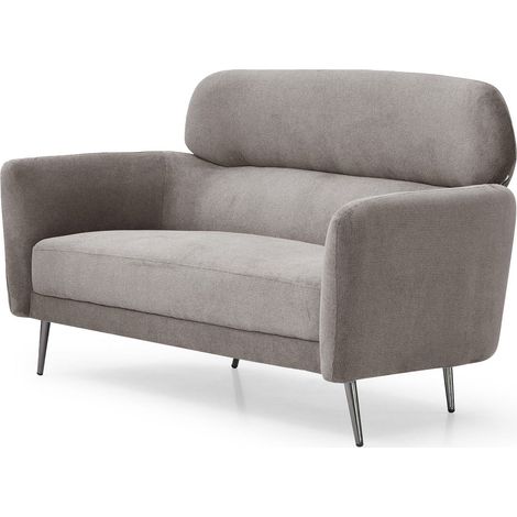 Canapé 2 places moderne avec haut dossier Damigal Tissu doux Gris taupe