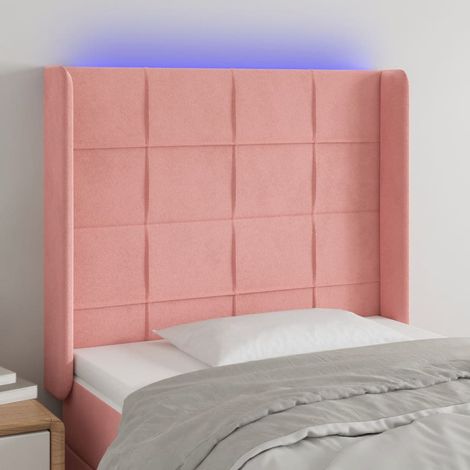 Cabecero con LED de terciopelo rosa 93x16x118/128 cm vidaXL (1/5)
