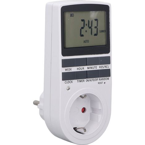 Intelligente, digitale, programmierbare Zeitschaltuhr, energiesparender Zeitschalter, hochbelastbarer, flammhemmender Sockel, EU-Stecker 220–240 V (1/5)