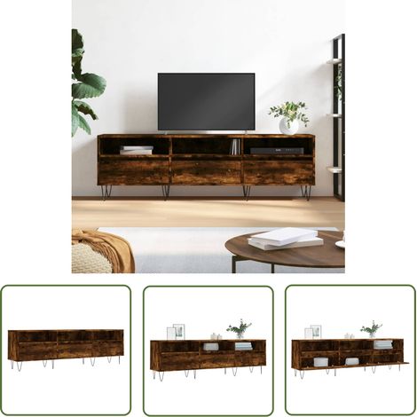 The Living Store TV-Schrank Räuchereiche 150x30x44,5 cm Holzwerkstoff - TV Schrank - Fernsehtisch - Regal - Wohnzimmermöbel - Holzmöbel (1/5)