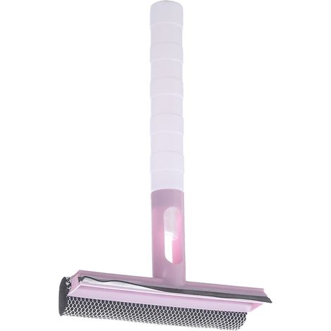 Nettoyeur de vitres 3 en 1, grattoir démonter la tige, raclette de verre de douche avec bouteille de pulvérisation d'eau rose. (1/5)