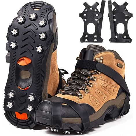 Crampons, pointes pour chaussures, bottes de randonnée, bottes de montagne sur neige glacée d'hiver, pointes de chaussures griffes de chaussures de glace pointes de glace randonnée [pointes en acier i (1/4)