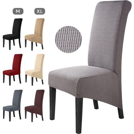 Housses de chaise élégantes XL 4 pièces, extensibles, lavables, pour salle à manger (1/5)